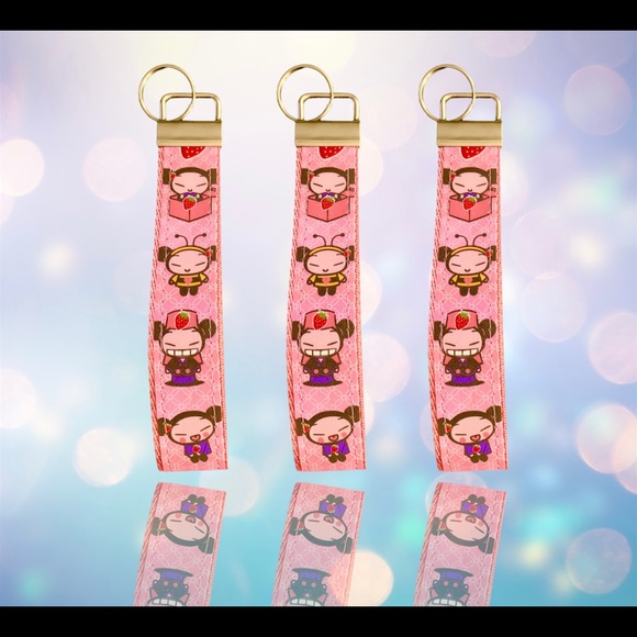 Cute strawberry theme Pucca wristlet, key fob - Picture 5 of 9